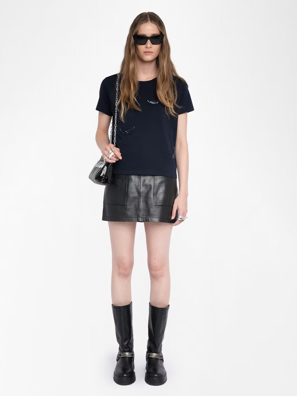 Alys HC Embroidery Wings Top in Encre