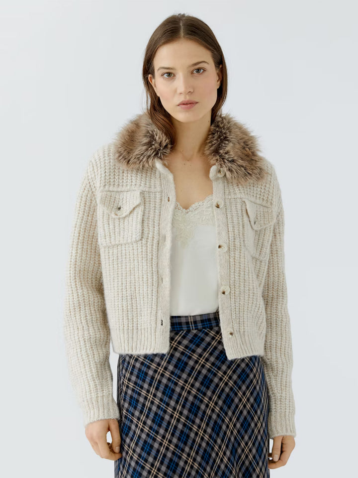 Knit Jacket in Light Beige Mel