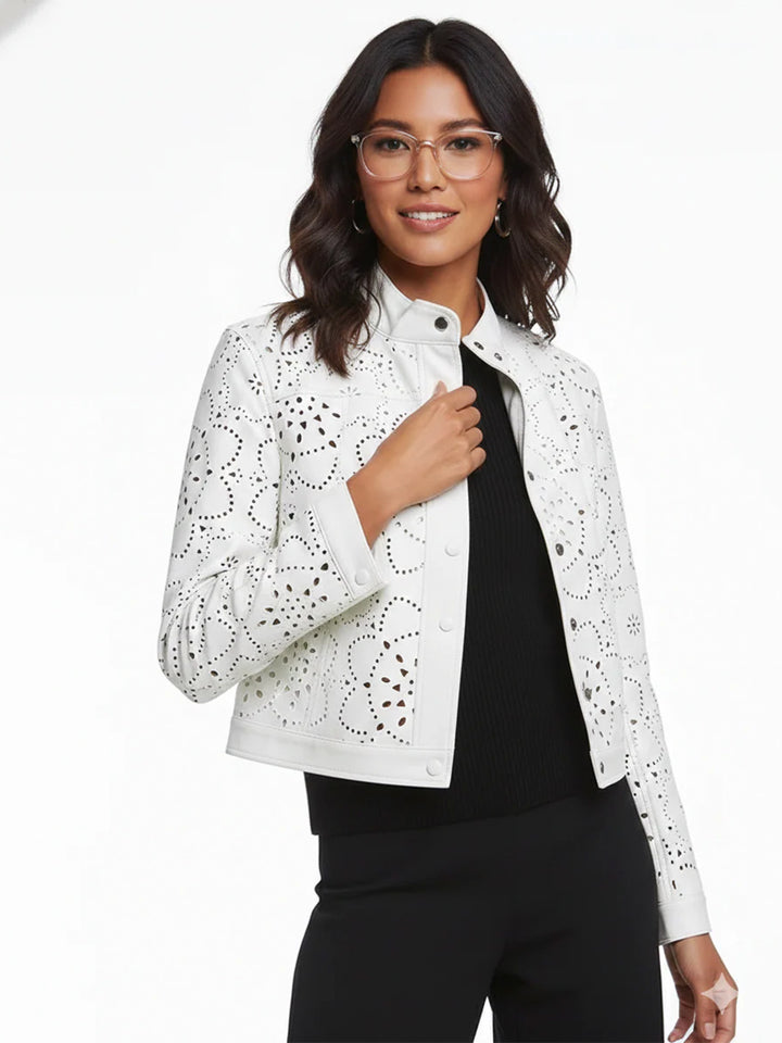 Cut It Out Vegan Leather Jacket in White