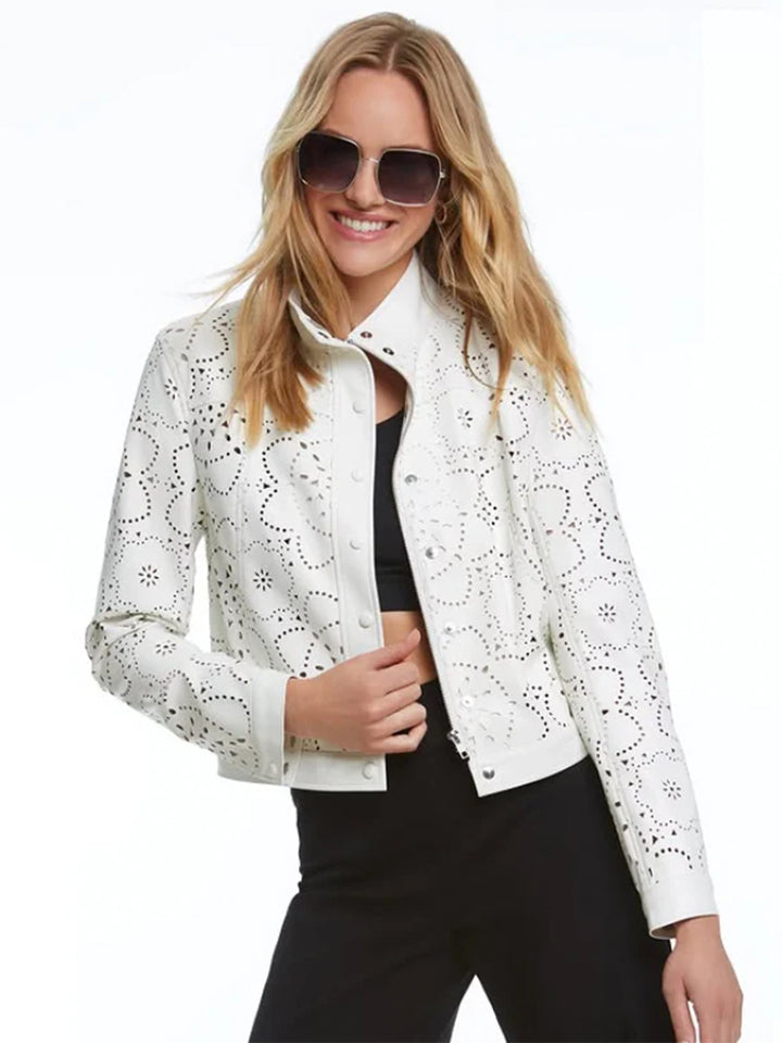 Cut It Out Vegan Leather Jacket in White