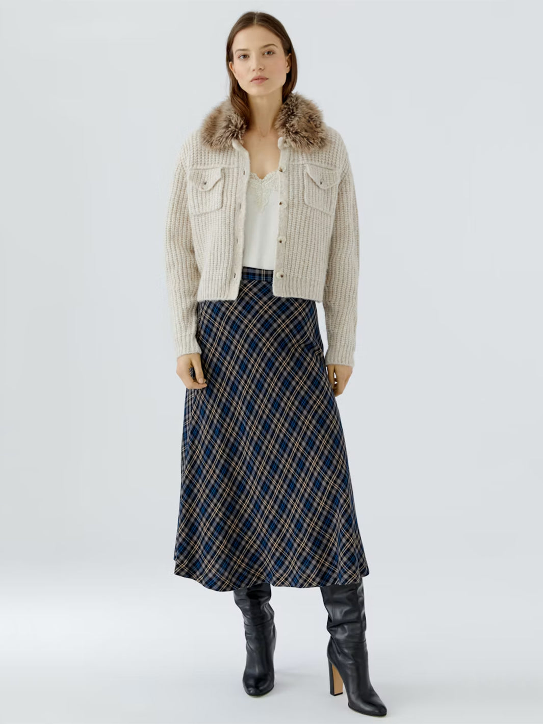 Knit Jacket in Light Beige Mel