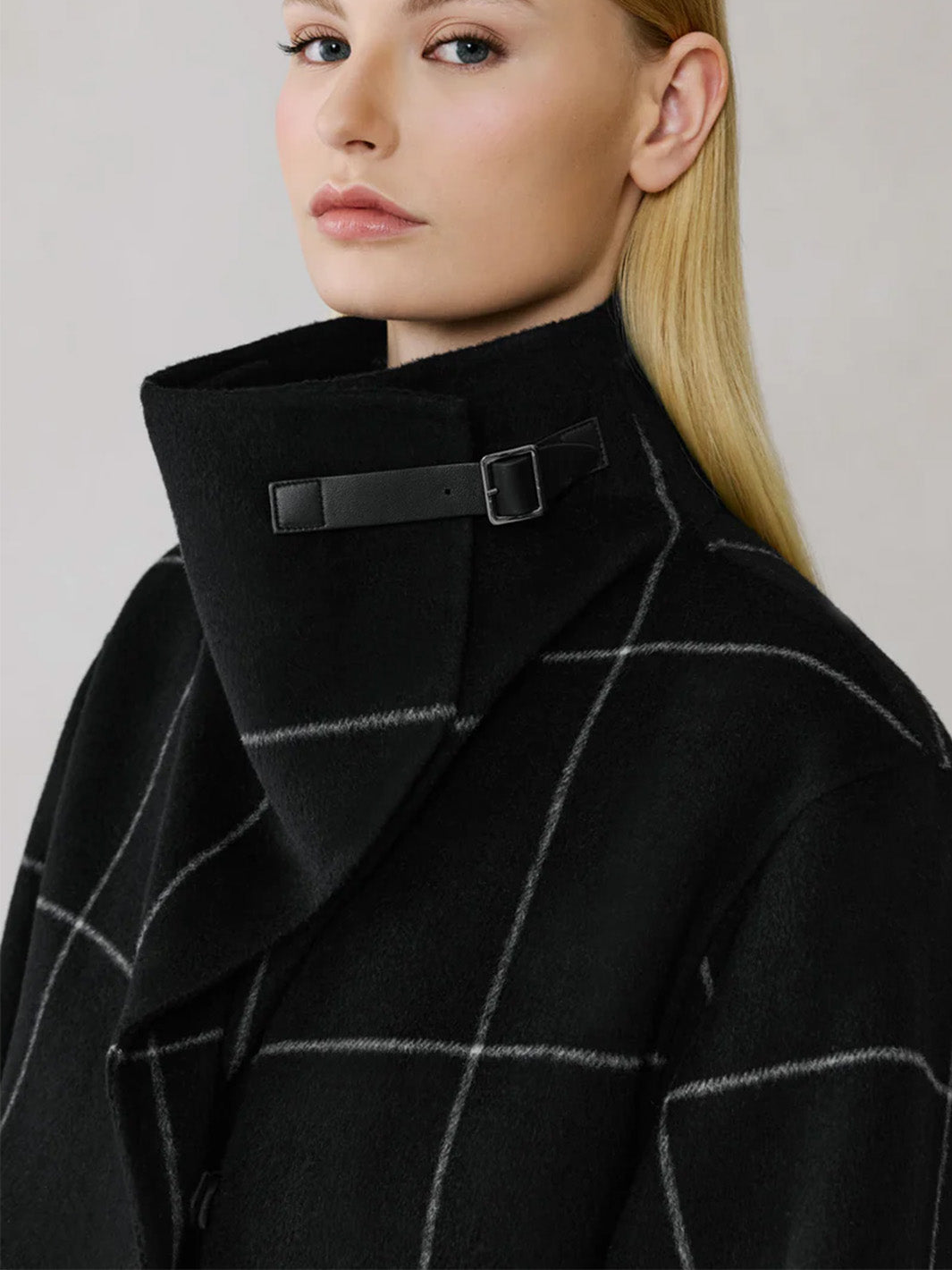 Jackie-P Double Face Wool Cocoon Coat in Black
