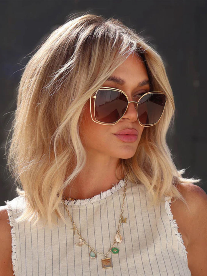 Jacqueline Square Sunglasses in Gold Brown Gradient