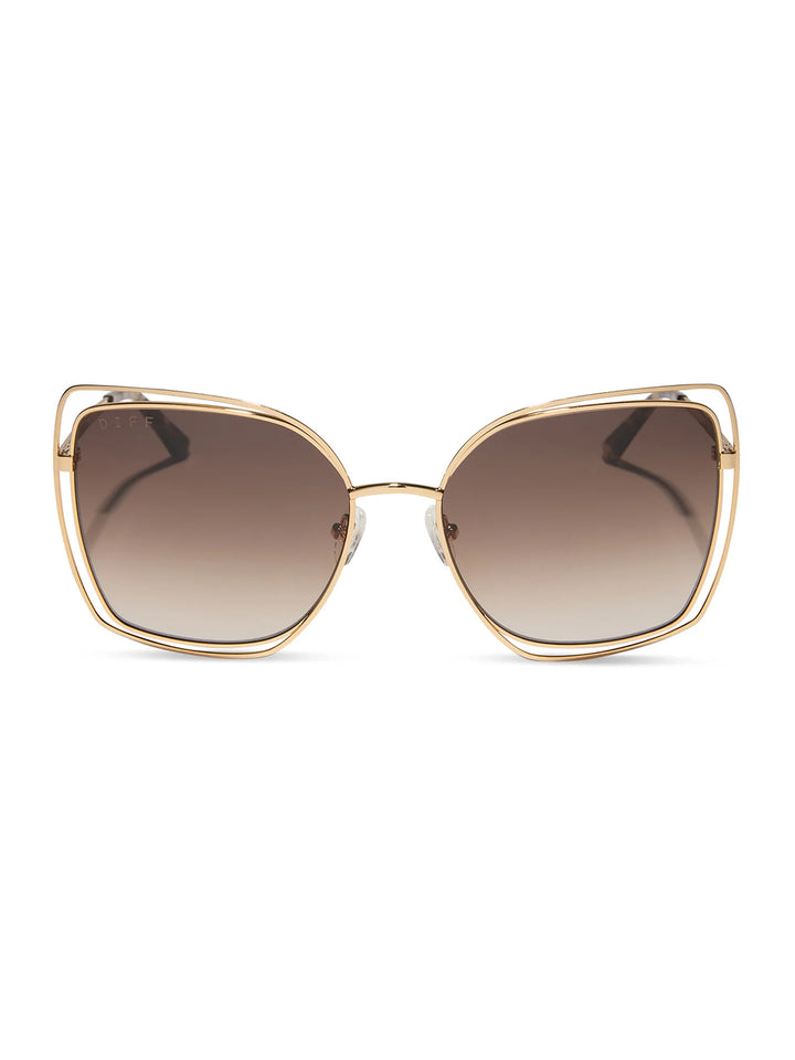 Jacqueline Square Sunglasses in Gold Brown Gradient