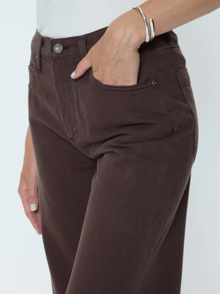 Jadyn Low Slung Palazzo Jean in Bruna