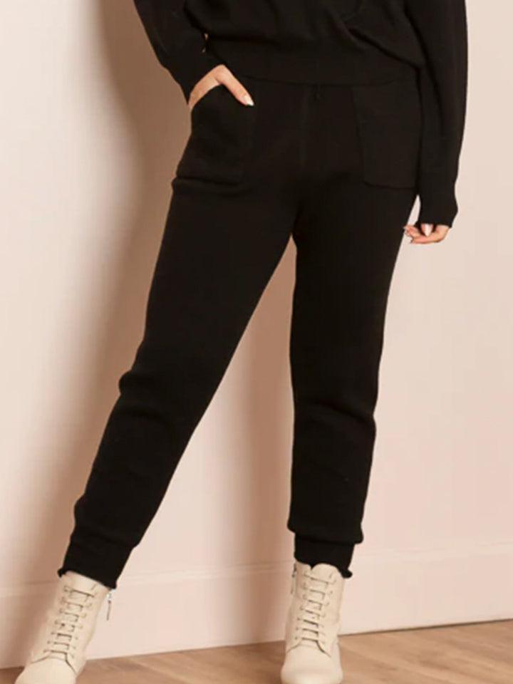 Jayla Wool Blend Knit Jogger Pants in Black