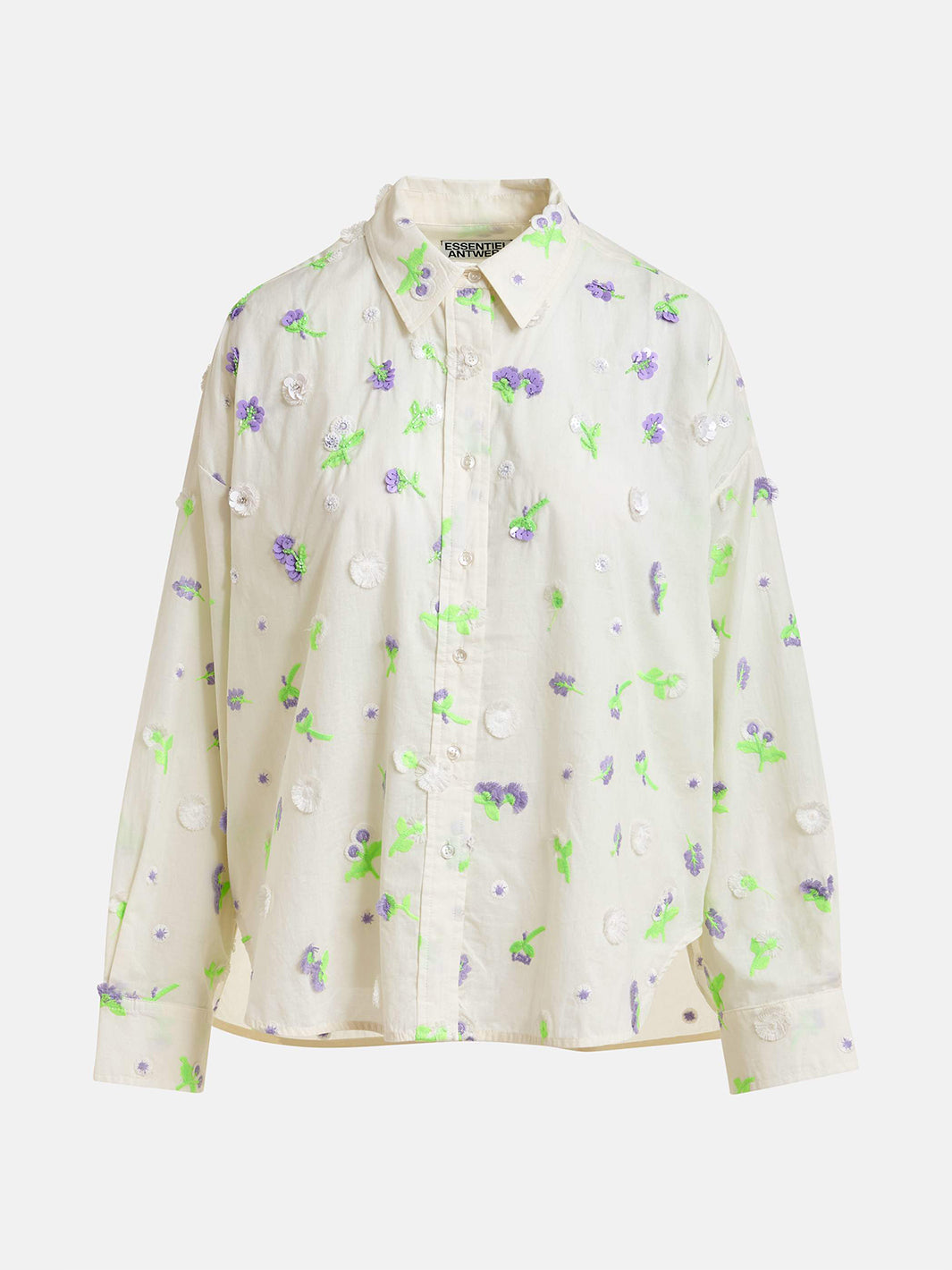 Jimena Embroidered Boxy Shirt in Green/Light Blue/Orange
