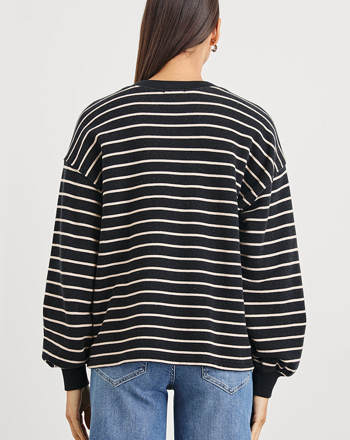 Joan Sweatshirt in Black Ivory Stripe