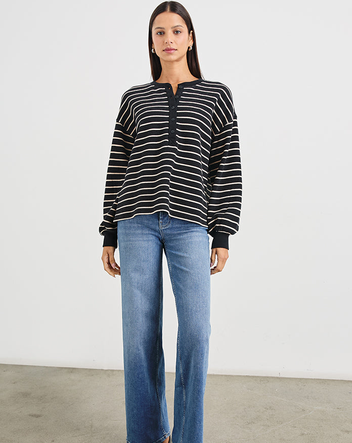 Joan Sweatshirt in Black Ivory Stripe