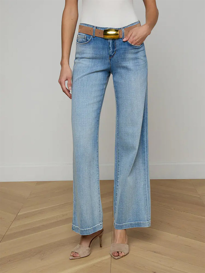 Joanne Low-Rise Wide-Leg Jean in Dry Ice