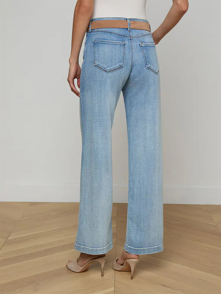 Joanne Low-Rise Wide-Leg Jean in Dry Ice