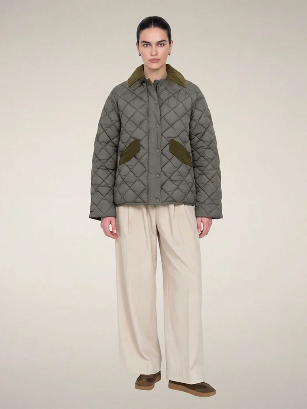 Jodie Puffer Jacket in Gunmetal Grey