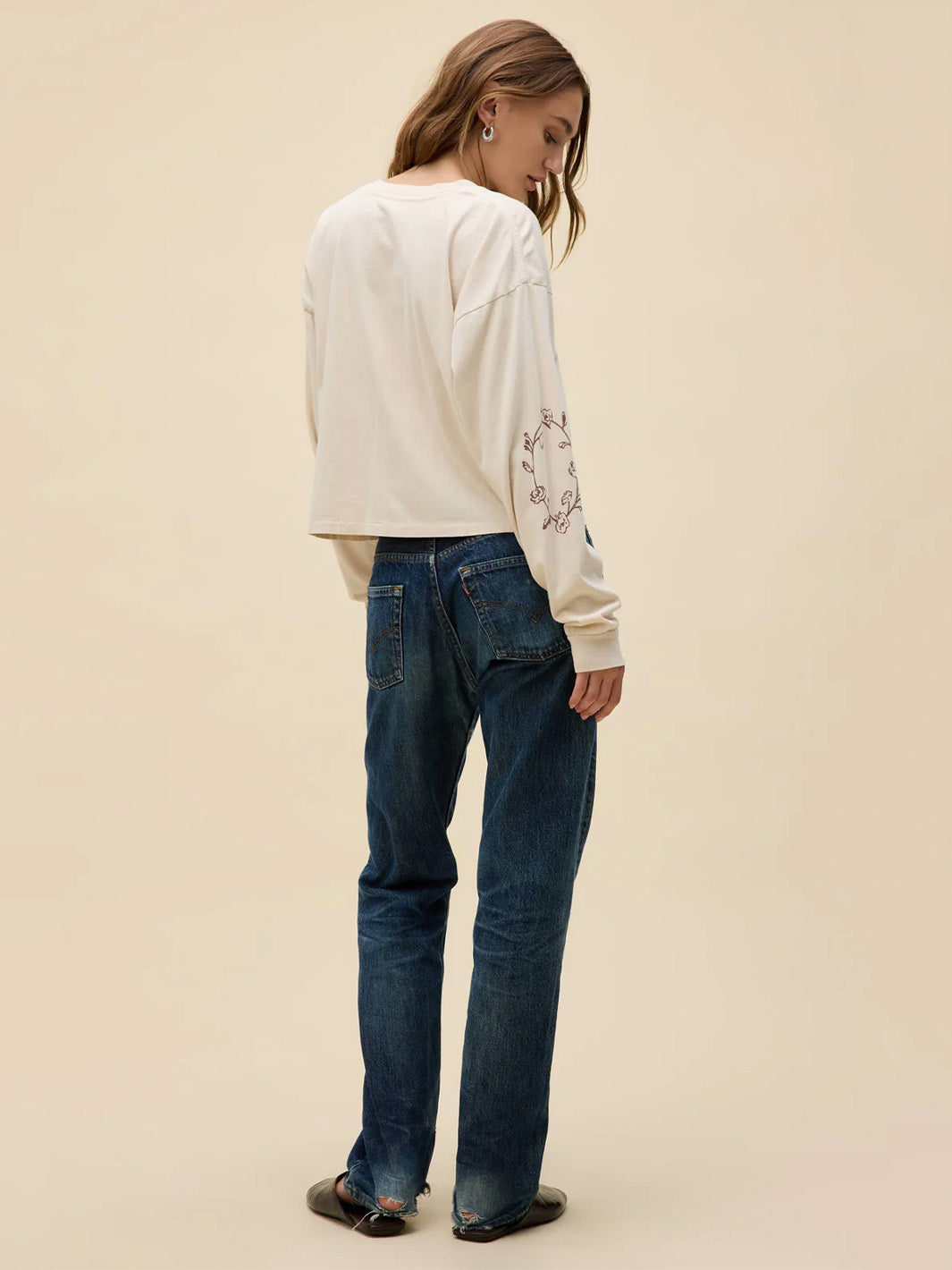 Johnny Cash Walk The Line Meet & Greet Long Sleeve in Dirty White