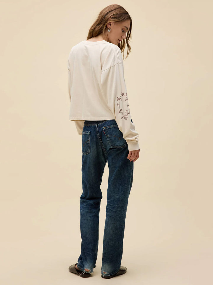 Johnny Cash Walk The Line Meet & Greet Long Sleeve in Dirty White