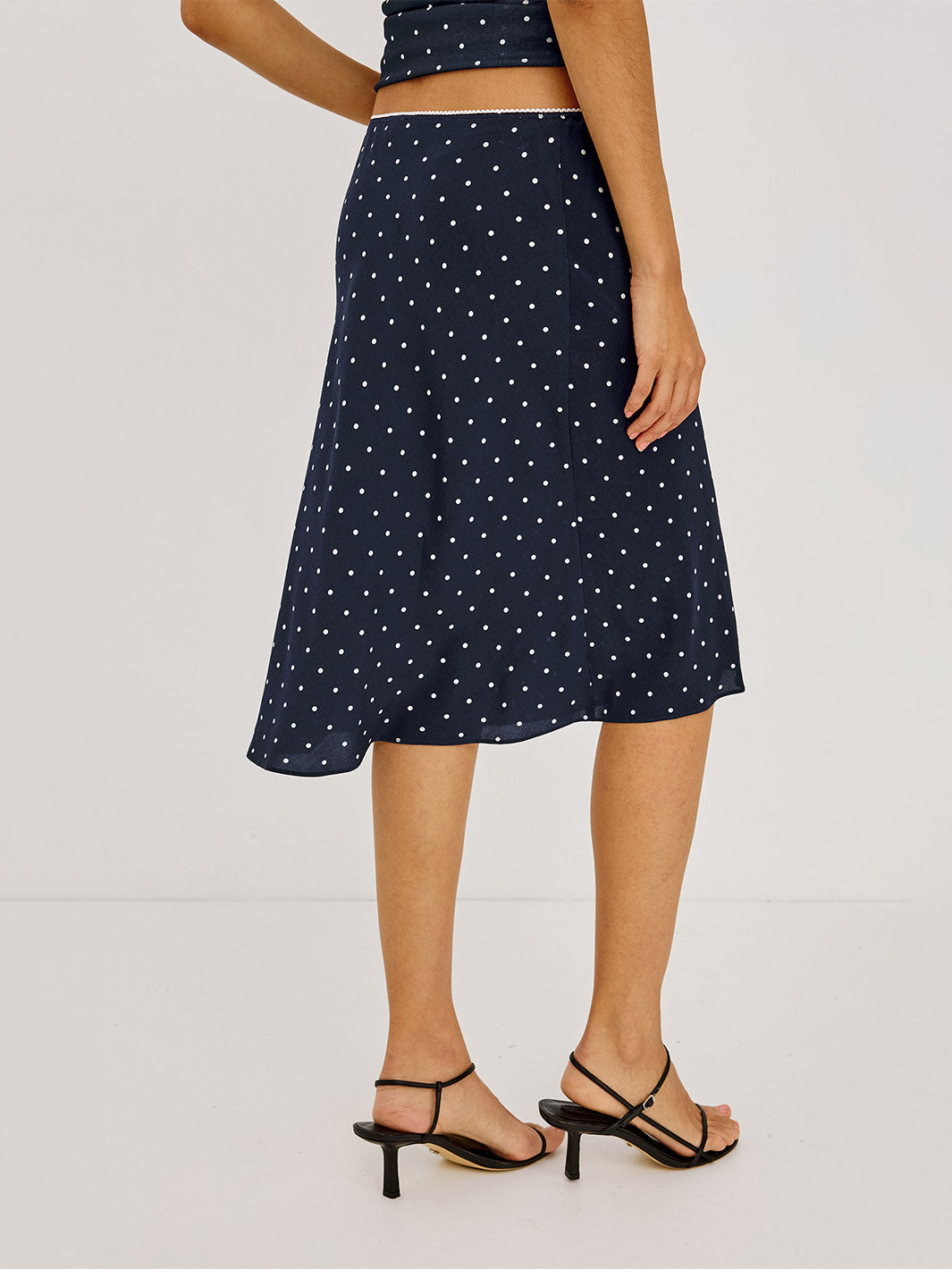 Jolene Skirt in Navy Polkadot
