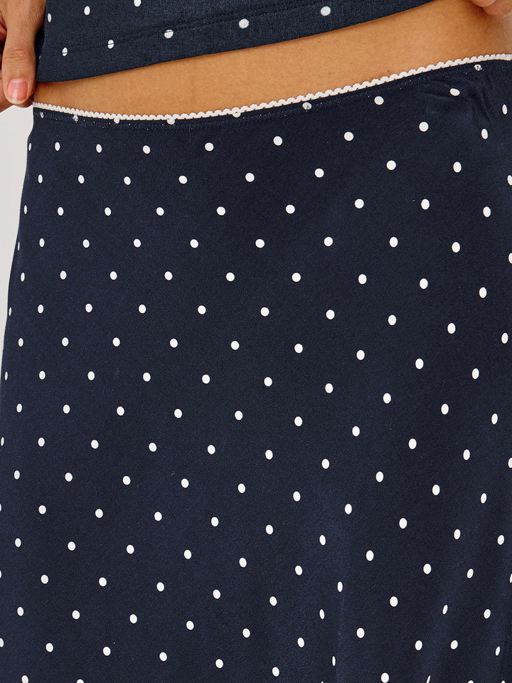 Jolene Skirt in Navy Polkadot