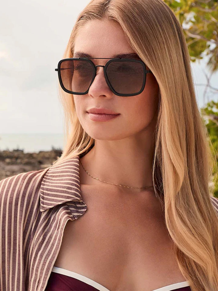 Jordan Sunglasses in Matte Black Brown Gradient