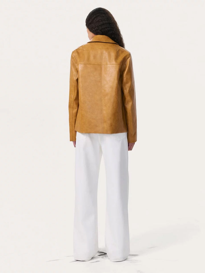 Jordie Faux Leather Jacket in Camel