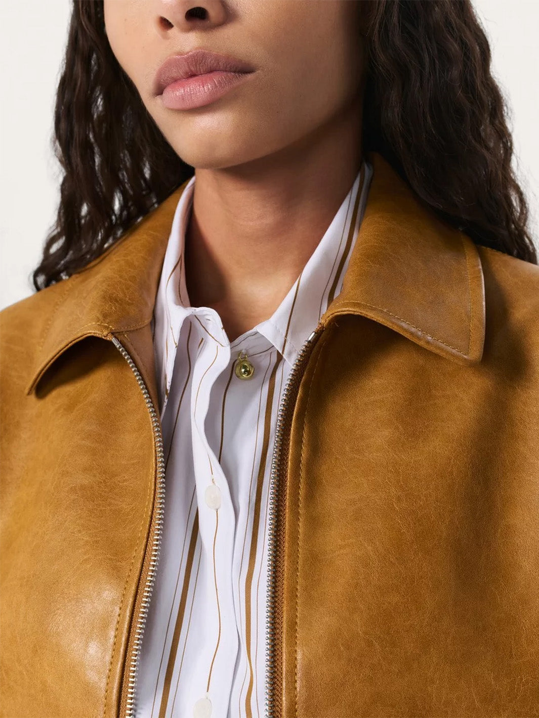 Jordie Faux Leather Jacket in Camel