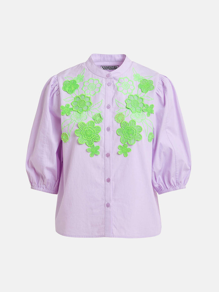Jimena Embroidered Boxy Shirt in Green/Light Blue/Orange