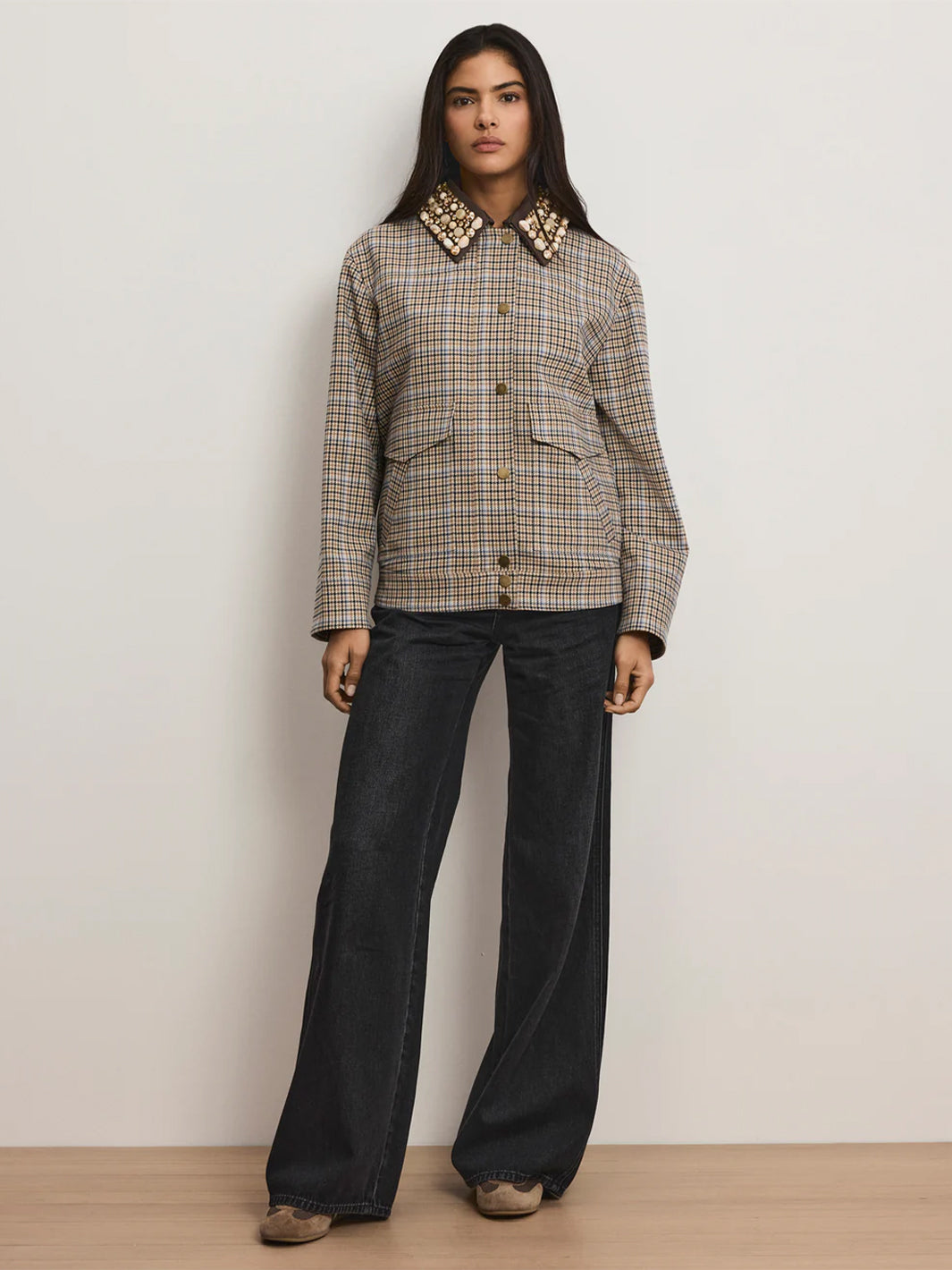 Kasper Plaid Chore Jacket in Malt Multi