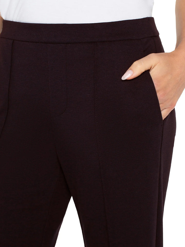 Kayla Wide Leg Pull-on Trouser in Truffle Brown
