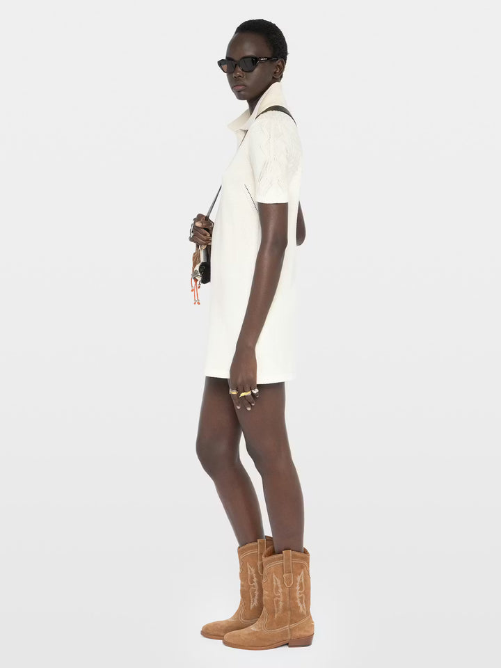 Lulu Knit Polo Dress in Vanilla