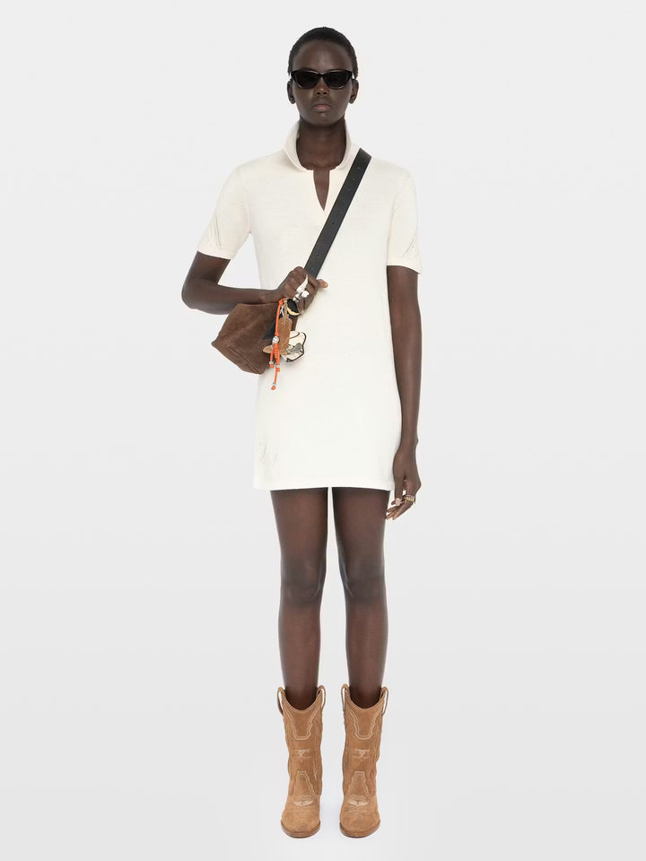 Lulu Knit Polo Dress in Vanilla