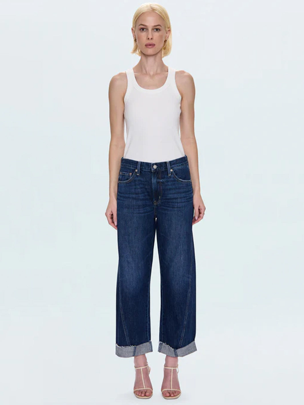 Kacey Mid Rise Cuffed Straight Jean in Cultivate