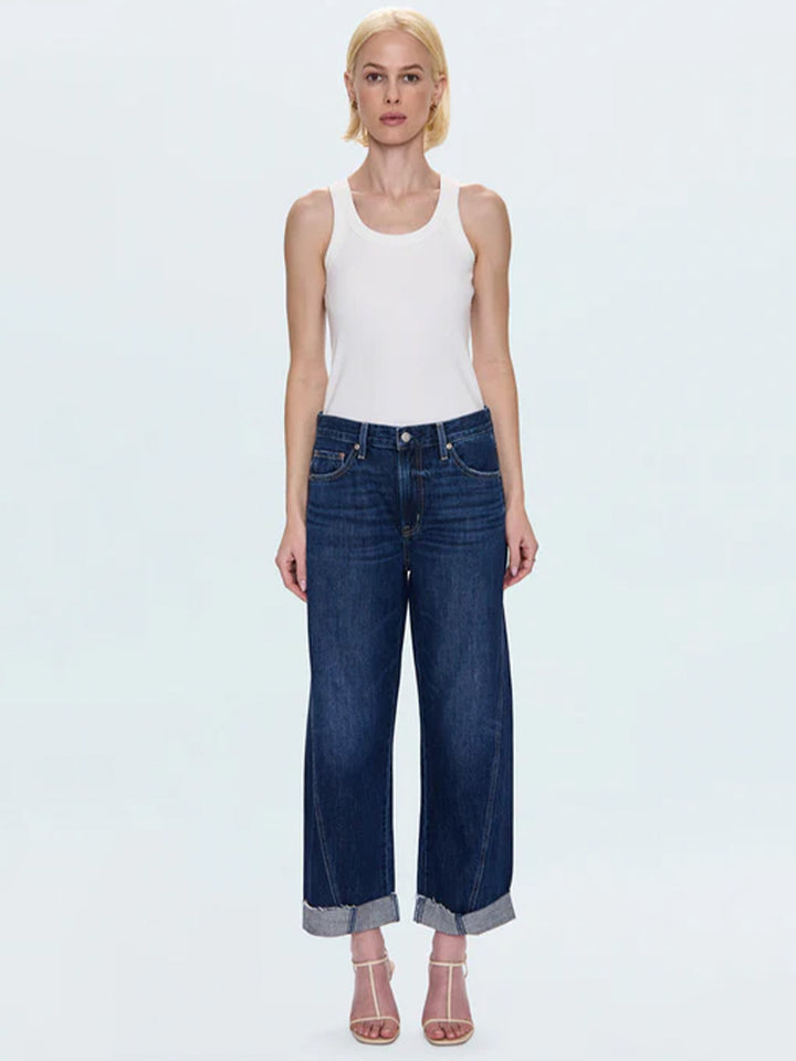 Kacey Mid Rise Cuffed Straight Jean in Cultivate