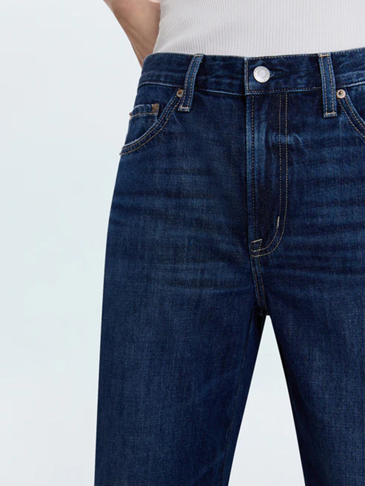 Kacey Mid Rise Cuffed Straight Jean in Cultivate