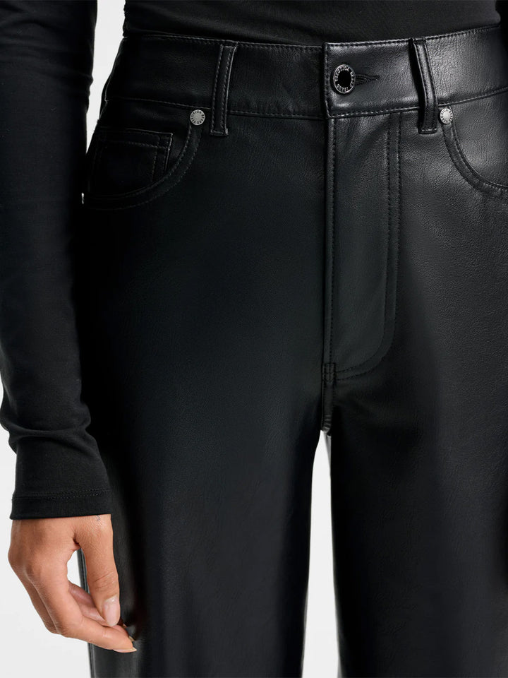 Kasey Wide-Leg Vegan Leather Pant in Black