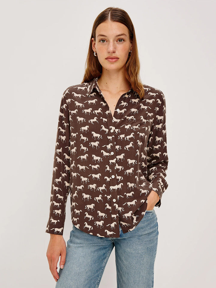Kate Shirt in Ivory Horses