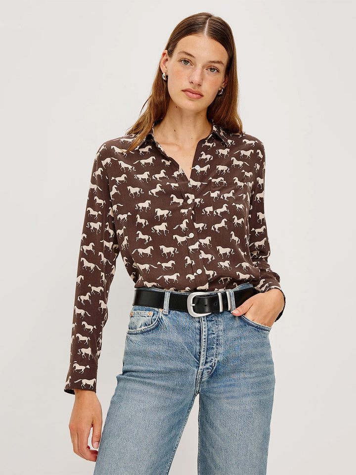 Kate Shirt in Ivory Horses