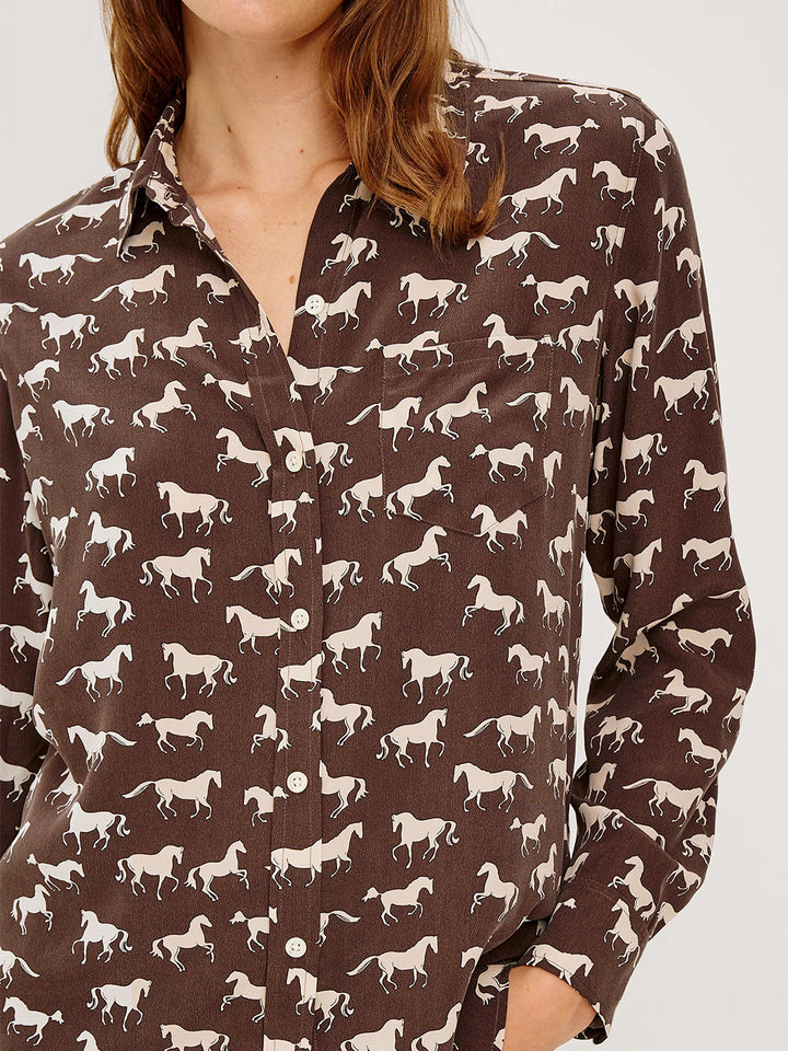 Kate Shirt in Ivory Horses