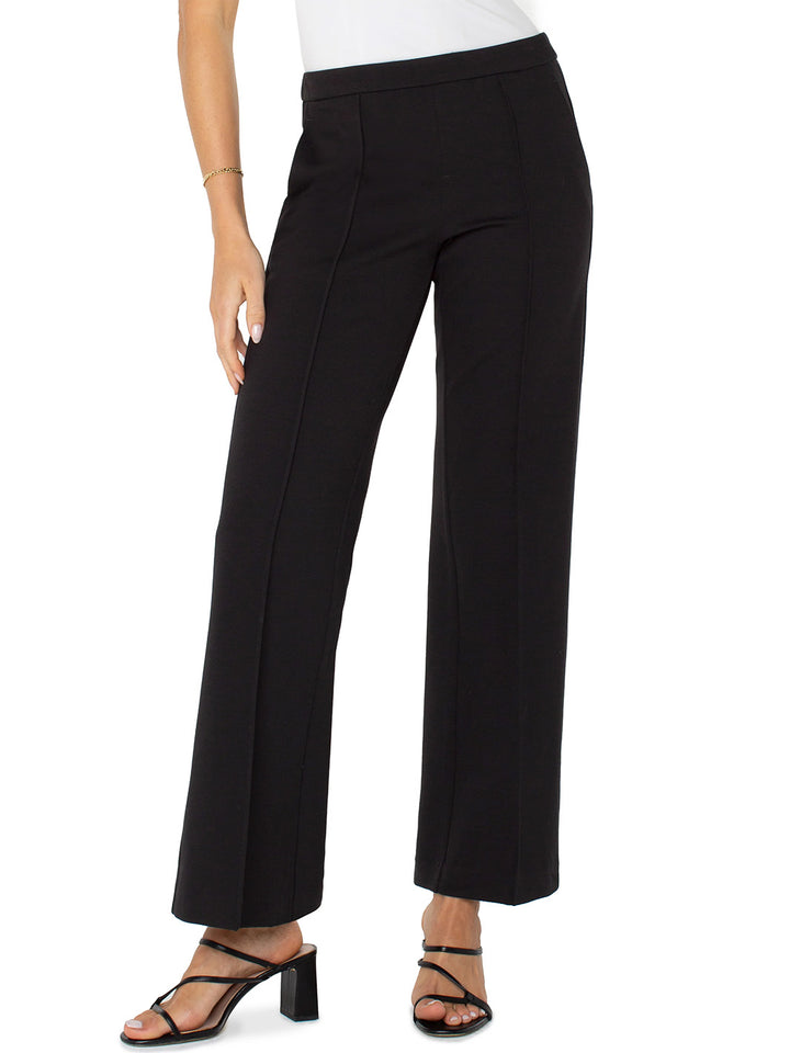Kayla Wide Leg Pull-on Trouser in Black