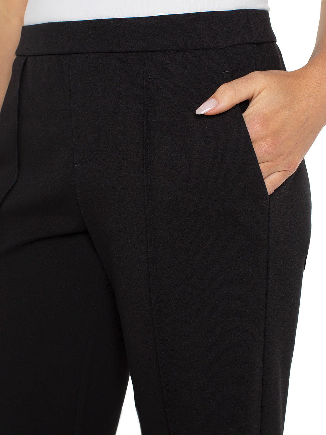 Kayla Wide Leg Pull-on Trouser in Black