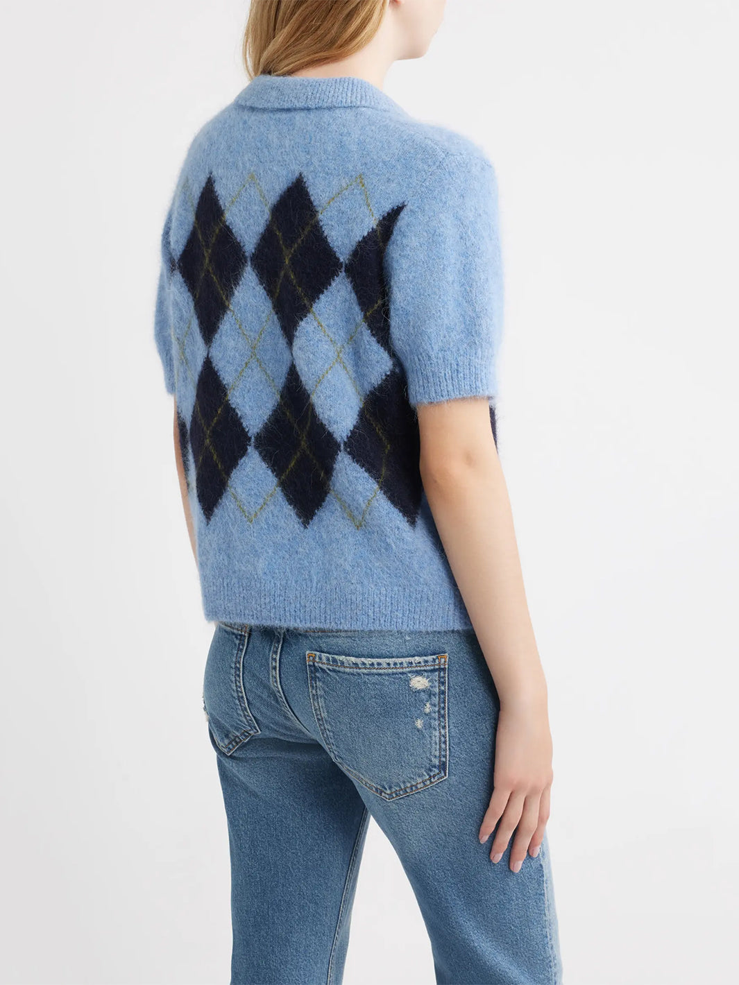 Kelly Argyle Short Sleeve Cardigan in Argyle