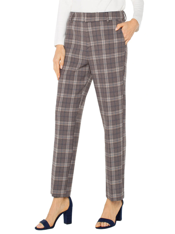 Hi-Rise Kelsey Trouser in Brown Navy Glen Check