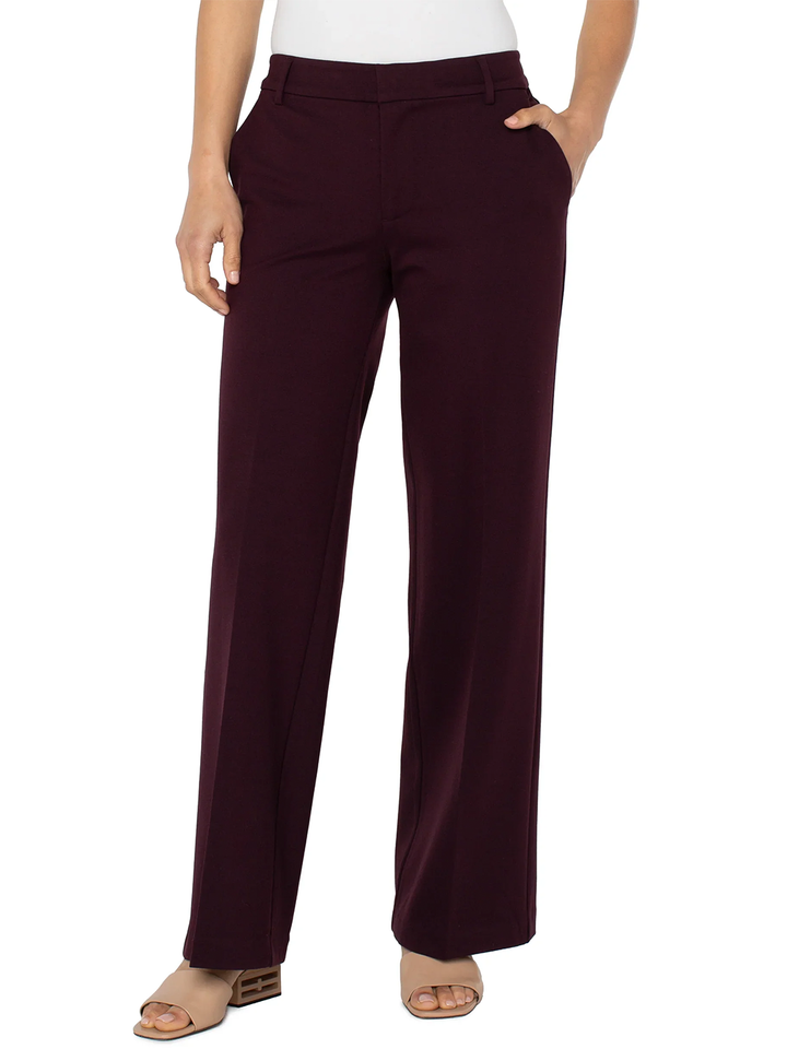 Kelsey Wide Leg Trouser in Dark Plum