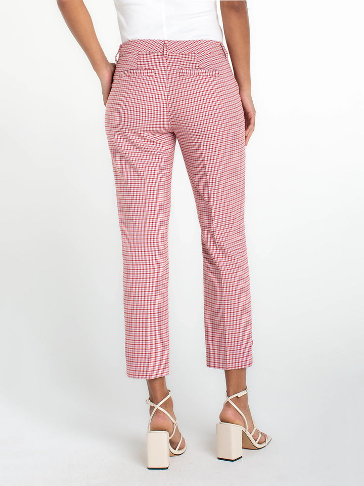 Kelsey Crop Trouser With Side Slit in Cherry Red Plaid