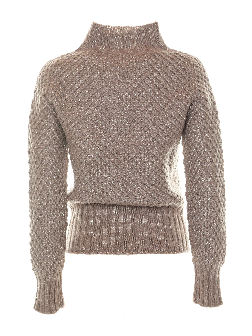 Knitted High Neck Sweater in Beige