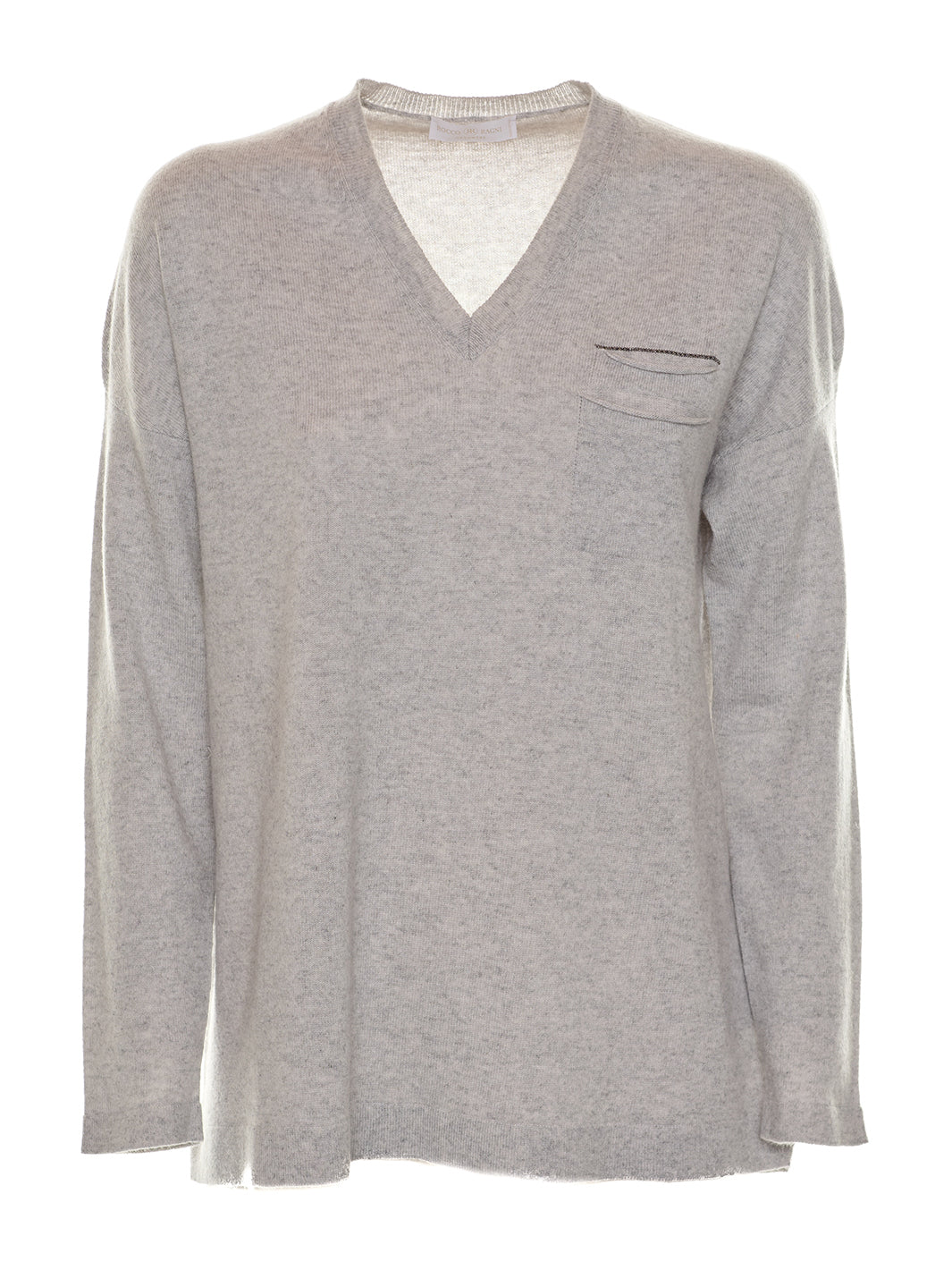 Knitted V-Neck Sweater in Grey