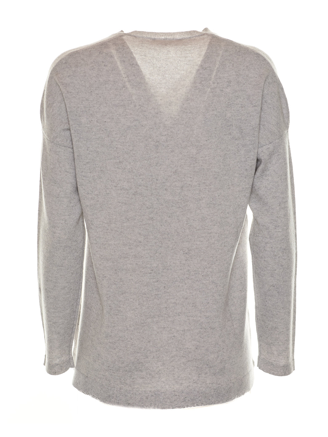 Knitted V-Neck Sweater in Grey