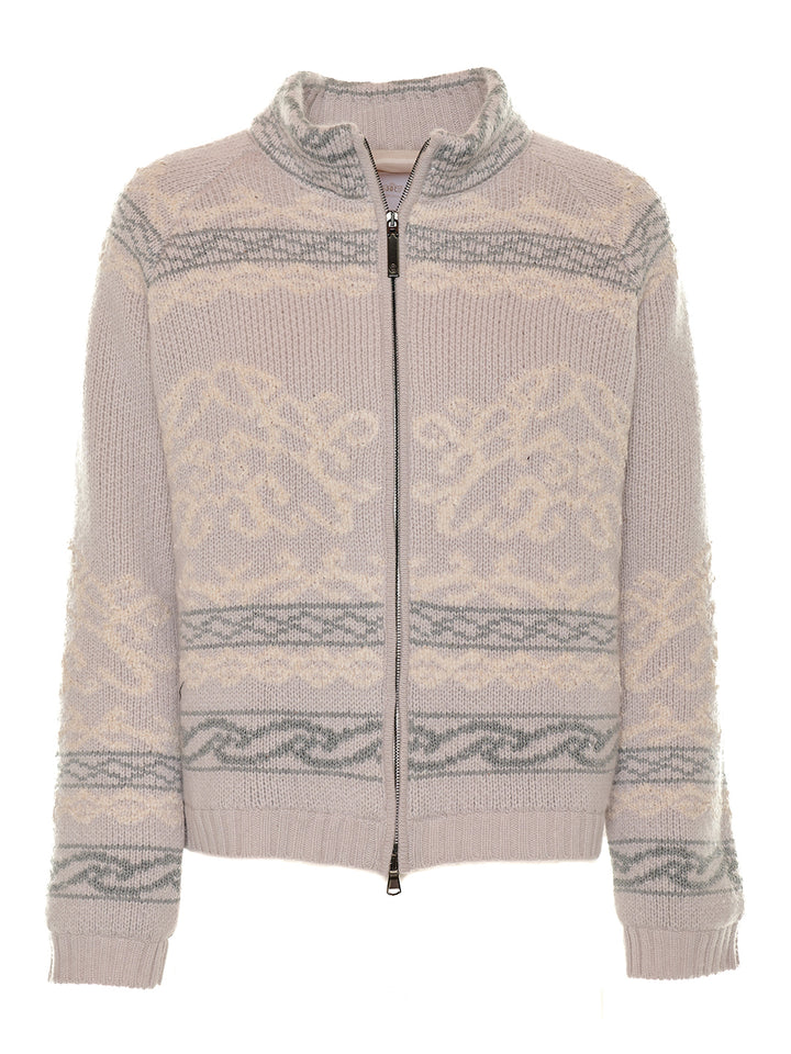 Knitted Zip Cardi in Beige