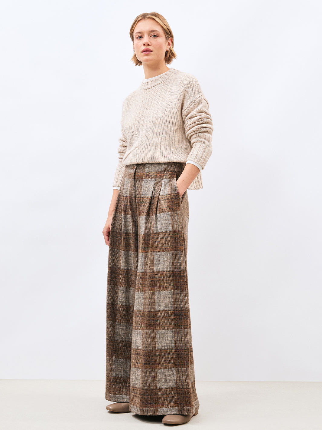 Kohiro Pants in Camel Plaid