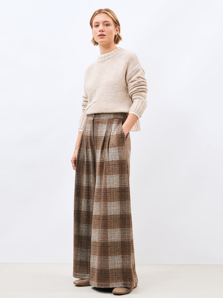 Kohiro Pants in Camel Plaid