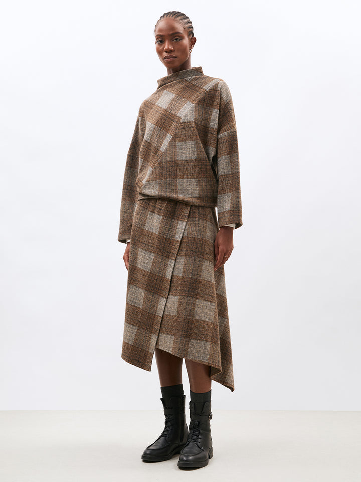 Kokan Skirt in Camel Plaid