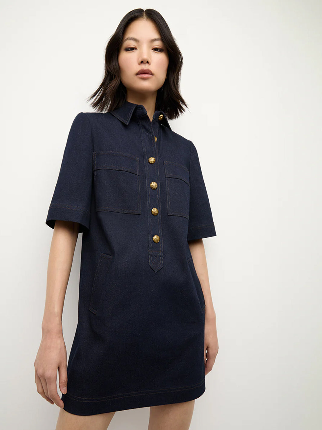 Koulis Mini Denim Dress in Midnight Wash