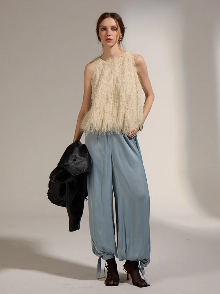 Kula Furry Top in Ecru